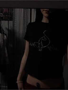 Baby Phat Black Rhinestone Crop Top